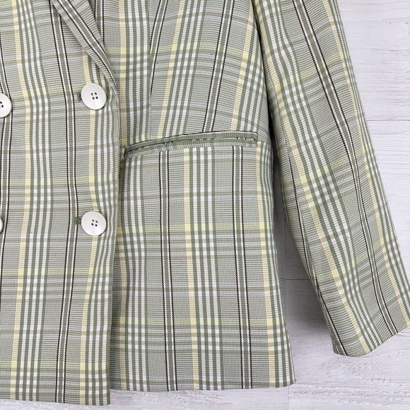 Urban Outfitters Womens Oversized Double Breasted Blazer Size Medium Plaid Green - Picture 5 of 14